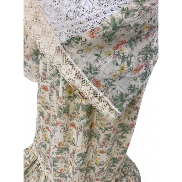 Whimsigoth Cottagecore Feminine Boho Festival Maxi Dress Lace Bell Sleeves - Picture 11 of 14